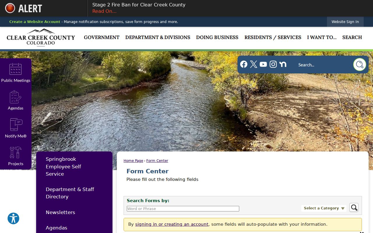 Clear Creek County online criminal justice records request form