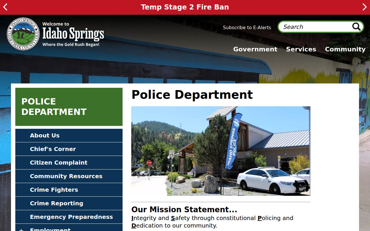 Idaho Springs criminal records police department