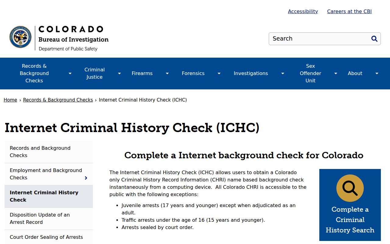 Clear Creek County criminal record correction and ICHC limits